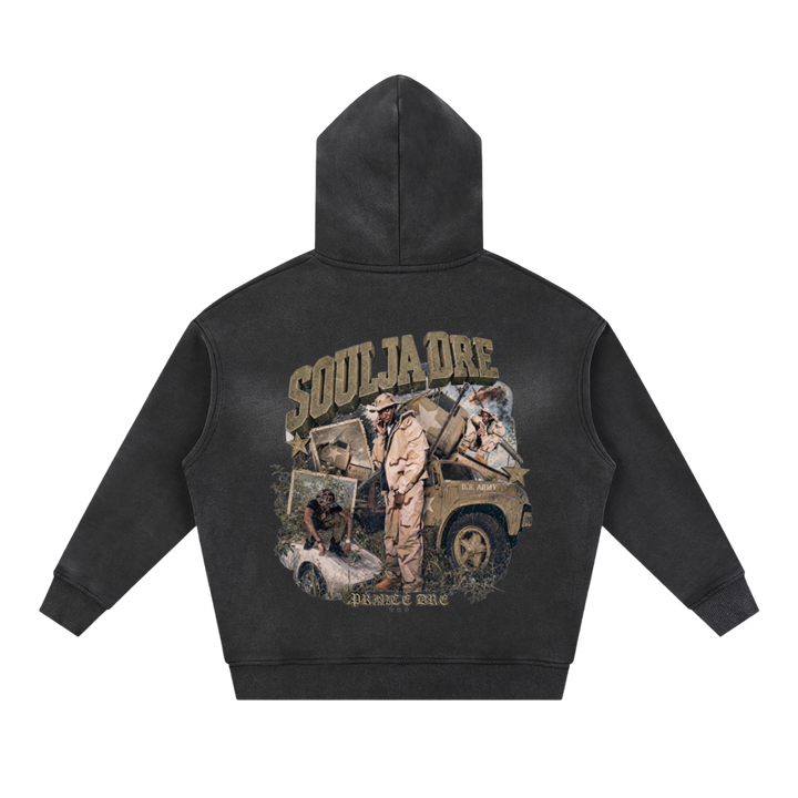 Oblock Soulja Zip-Up Hoodie - Washed Black (Prince Dre)